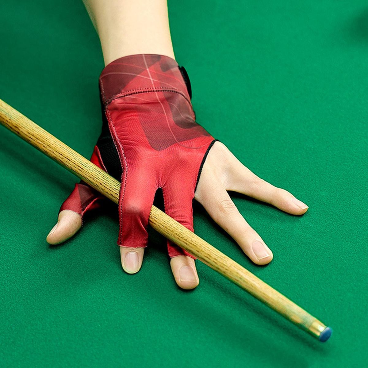Three Fingers Show Gloves Left Hand Professional Black Red
