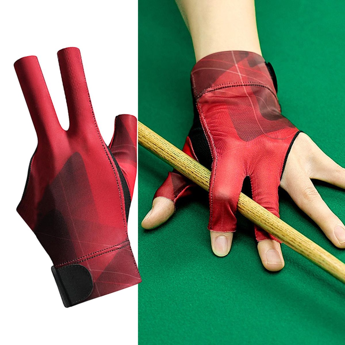 Three Fingers Show Gloves Left Hand Professional Black Red