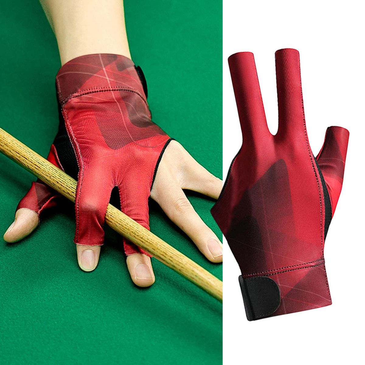 Three Fingers Show Gloves Left Hand Professional Black Red