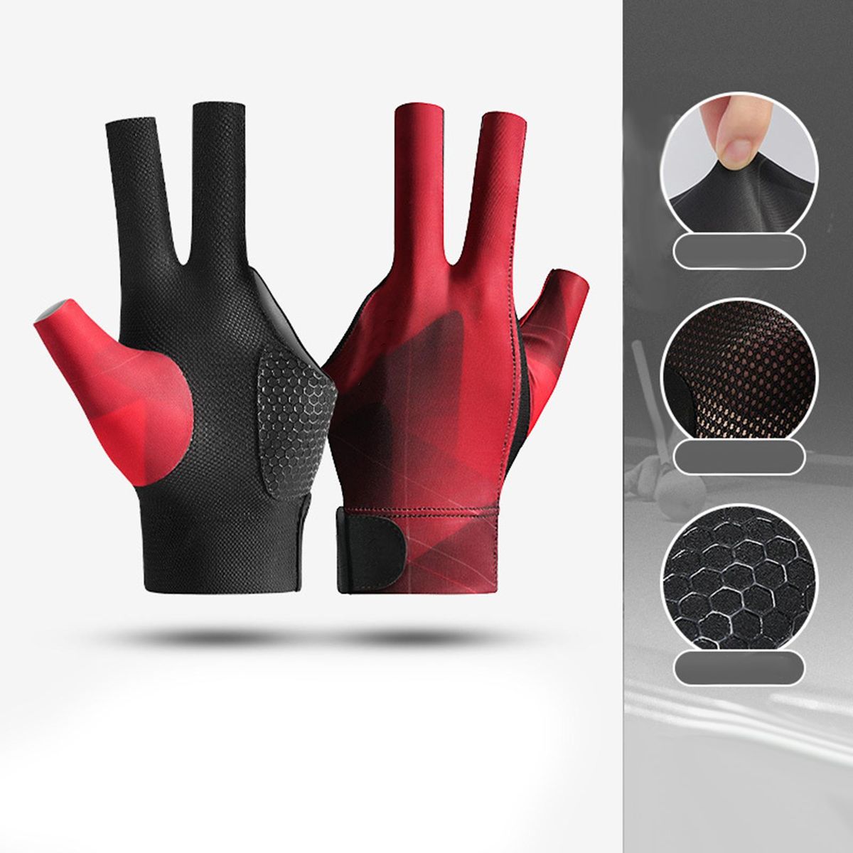 Three Fingers Show Gloves Left Hand Professional Black Red