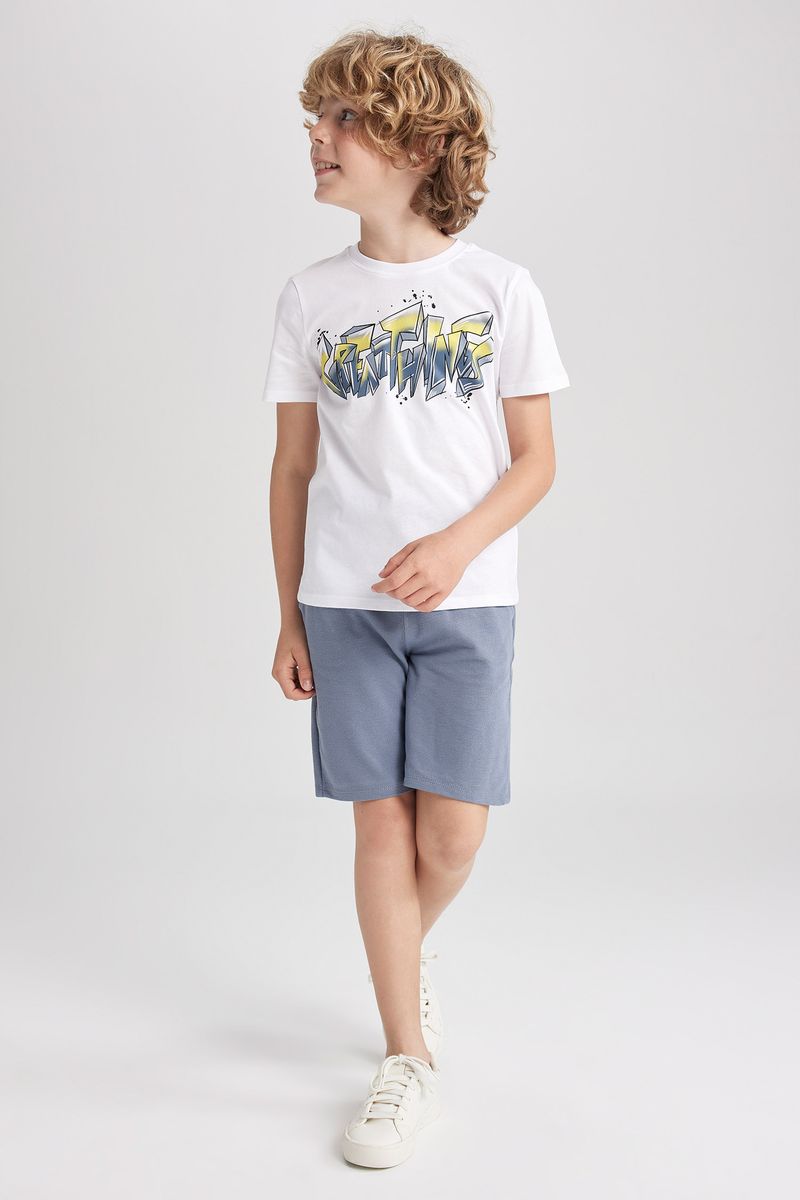 2 Piece Boy Casual Regular Fit Short Sleeve Set - White