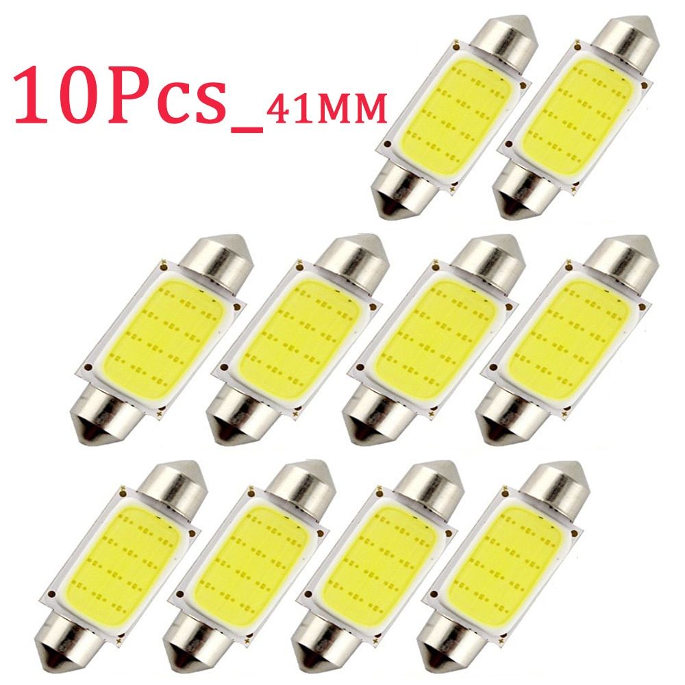 10Pcs White COB C5W Car Auto Festoon Dome Interior LED Lights Lamp Map Roof Reading Bulb DC12V Wholesale 10Pcs 41mm