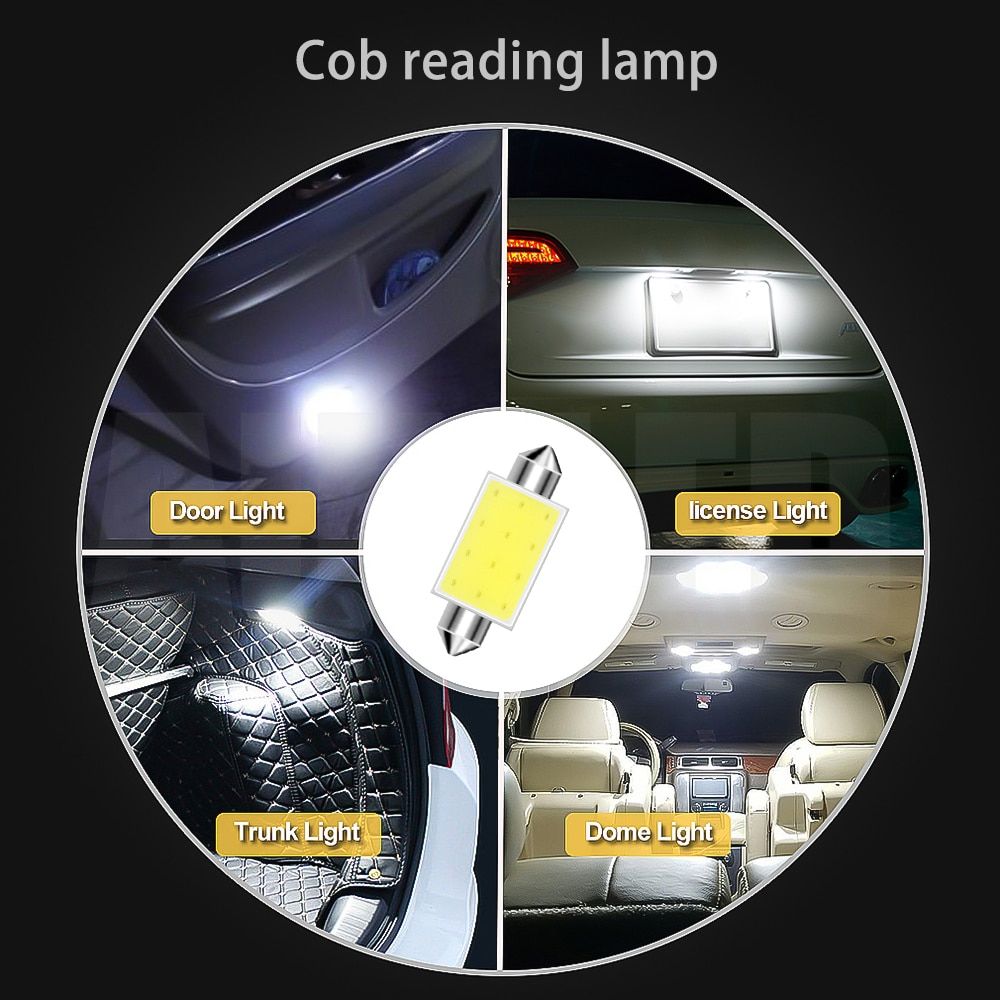 10Pcs White COB C5W Car Auto Festoon Dome Interior LED Lights Lamp Map Roof Reading Bulb DC12V Wholesale 10Pcs 41mm