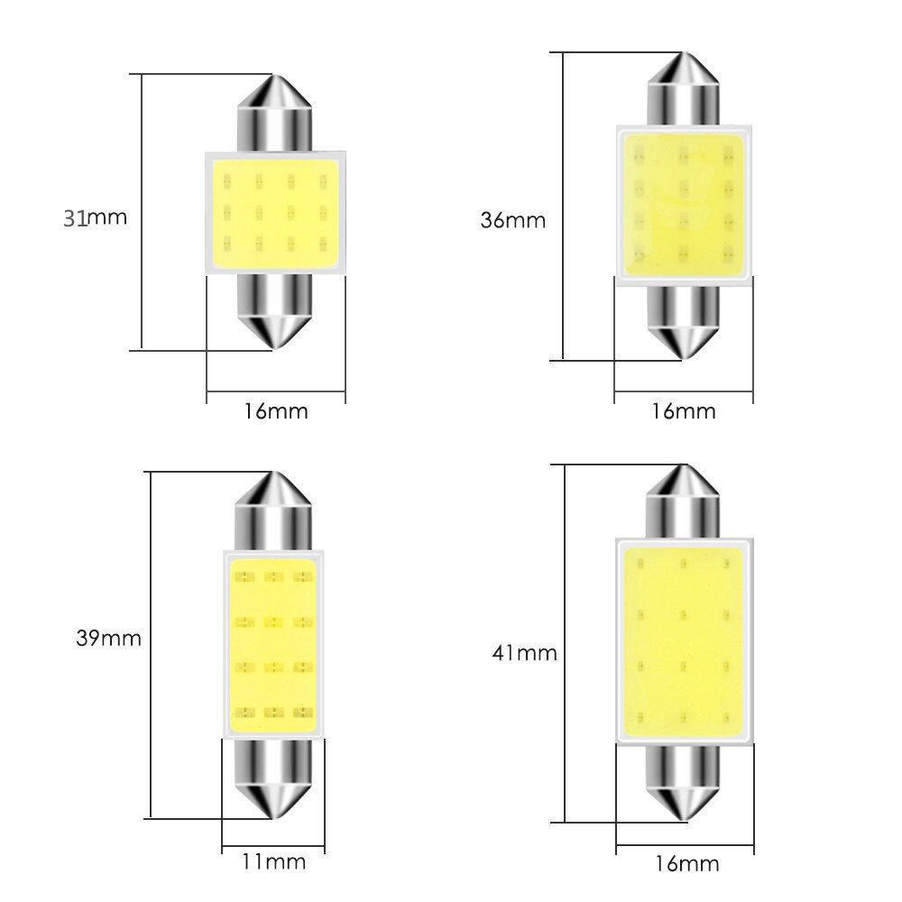 10Pcs White COB C5W Car Auto Festoon Dome Interior LED Lights Lamp Map Roof Reading Bulb DC12V Wholesale 10Pcs 41mm