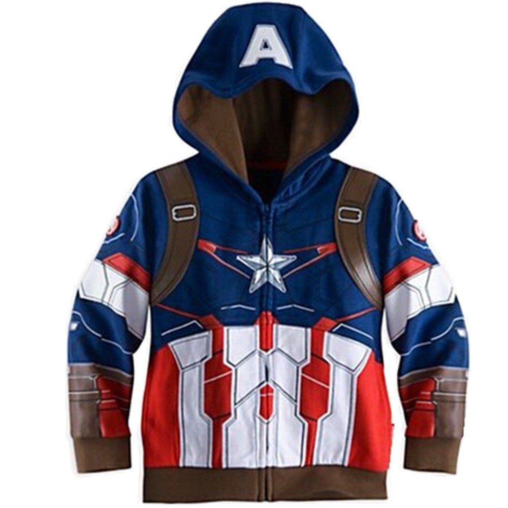 New Children's The Avengers Clothing Set Baby Boys Super Hero Captain America Boy's Hoodies Coats + Pants Kids Sport Suit WT
