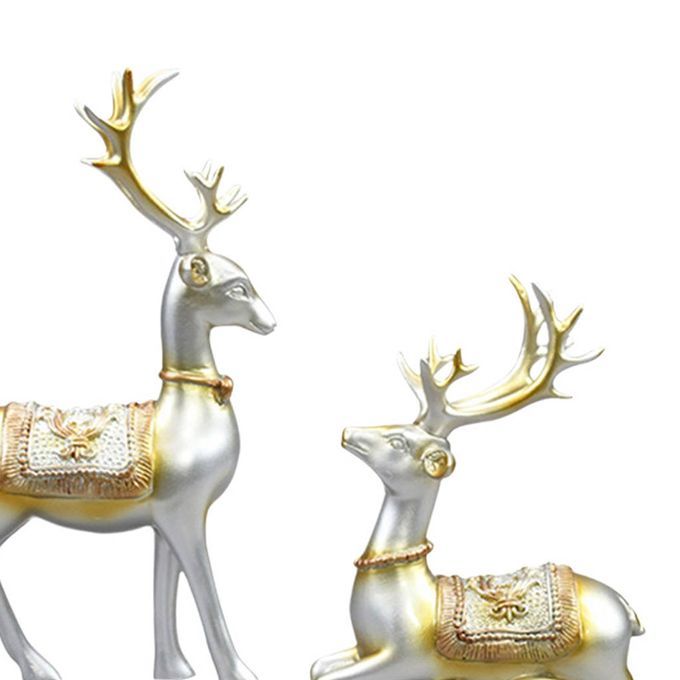2Pcs Nordic Reindeer Statue Sculpture Tabletop Figurine Wedding Silver