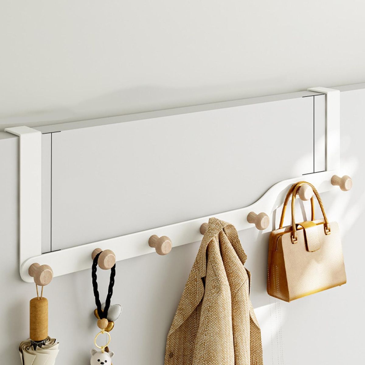 8-hook Door Hook Doorspace Hooks Heavy Duty Over-the-door for Clothes White