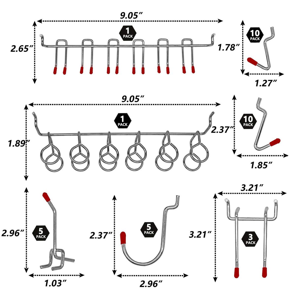 114Pcs Metal Pegboard Hooks Organizer Assortment Kit Peg