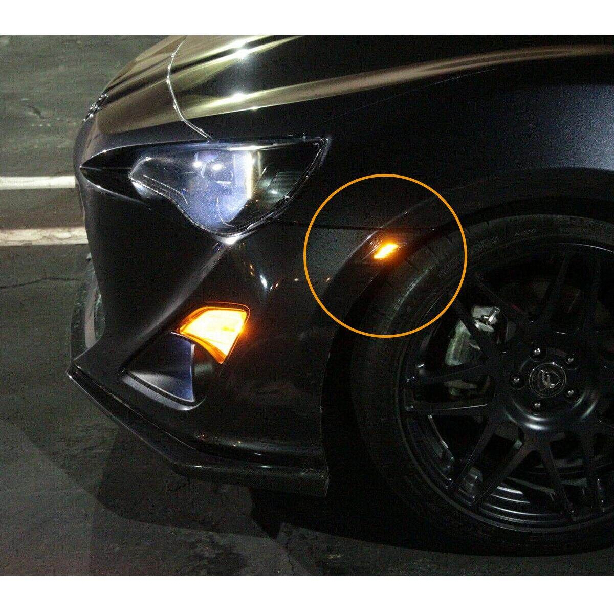 Amber LED Smoked Lens Side Marker Blinker Lights For Scion FR-S Subaru BRZ