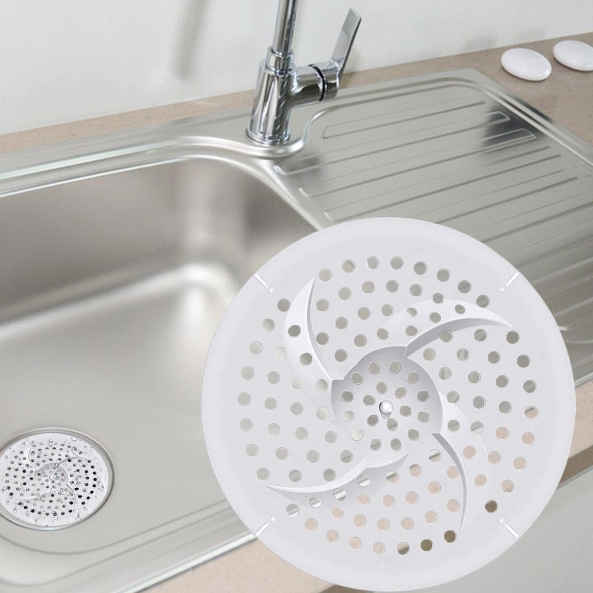 Shower Drain Filter Floor Shower Drain Bathtub Sink Stopper Hair Catcher White