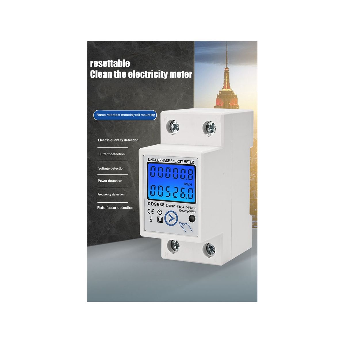 Din Rail Digital Single Phase Reset Zero Energy Meter KWh AC220V Electric Meter LCD Digital Energy Electric Meter