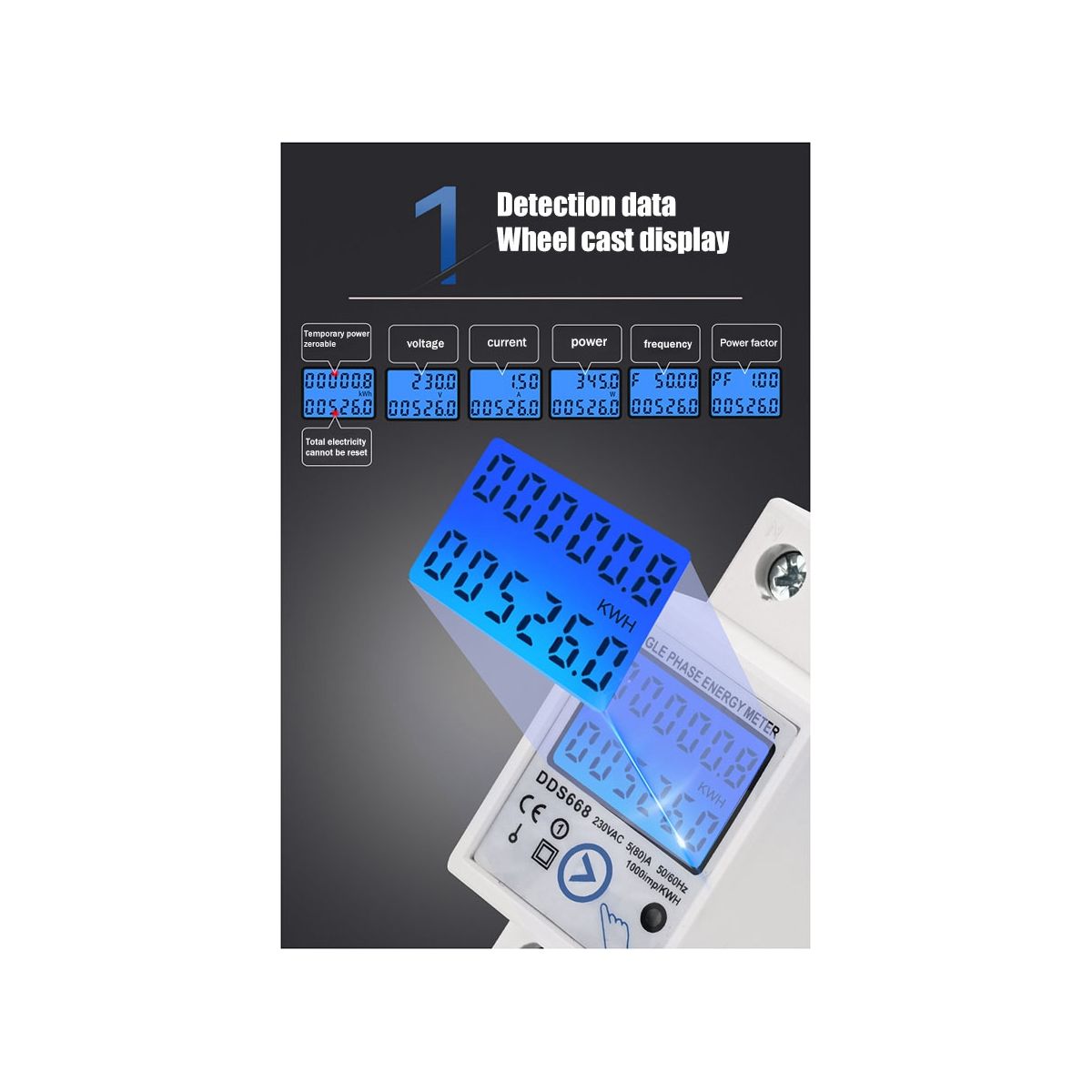 Din Rail Digital Single Phase Reset Zero Energy Meter KWh AC220V Electric Meter LCD Digital Energy Electric Meter