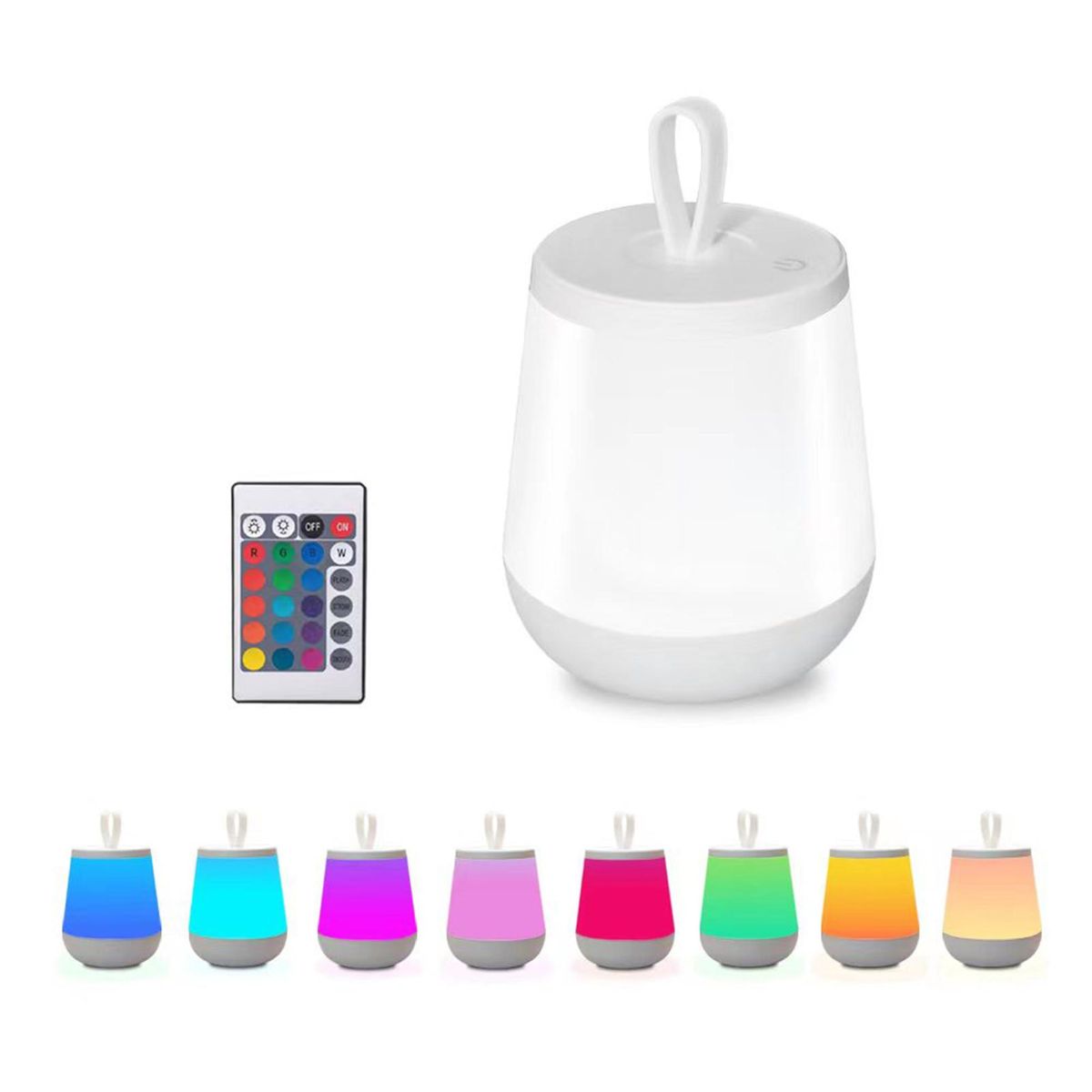 D C5V 2.5W 18LEDs Touching Control Bedside Lamp Night Light with Controller Dimmable Brightness Adjustable 16 Colors Changing 4 Dynamic Lighting Modes USB-Type C Chargings Port Built-in 1800mAh High Capacity Rechargeable Cell