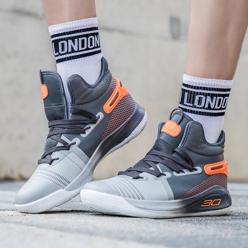 Men's Basketball Shoes High Top Breathable Sneakers Grey