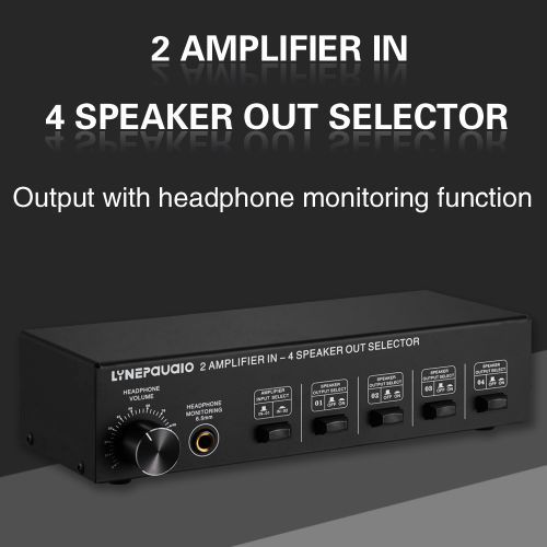 LINEPAUDIO 2 In 4 Out Speaker Selector Switch Box 4 Zone