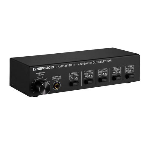 LINEPAUDIO 2 In 4 Out Speaker Selector Switch Box 4 Zone