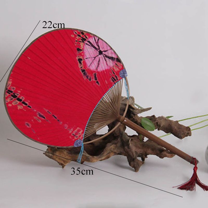 Fan Old Home Style Pu Fashion For Shooting Decoration Paper Fan Material Round Cloth Printing Bamboo Props Silk Collection