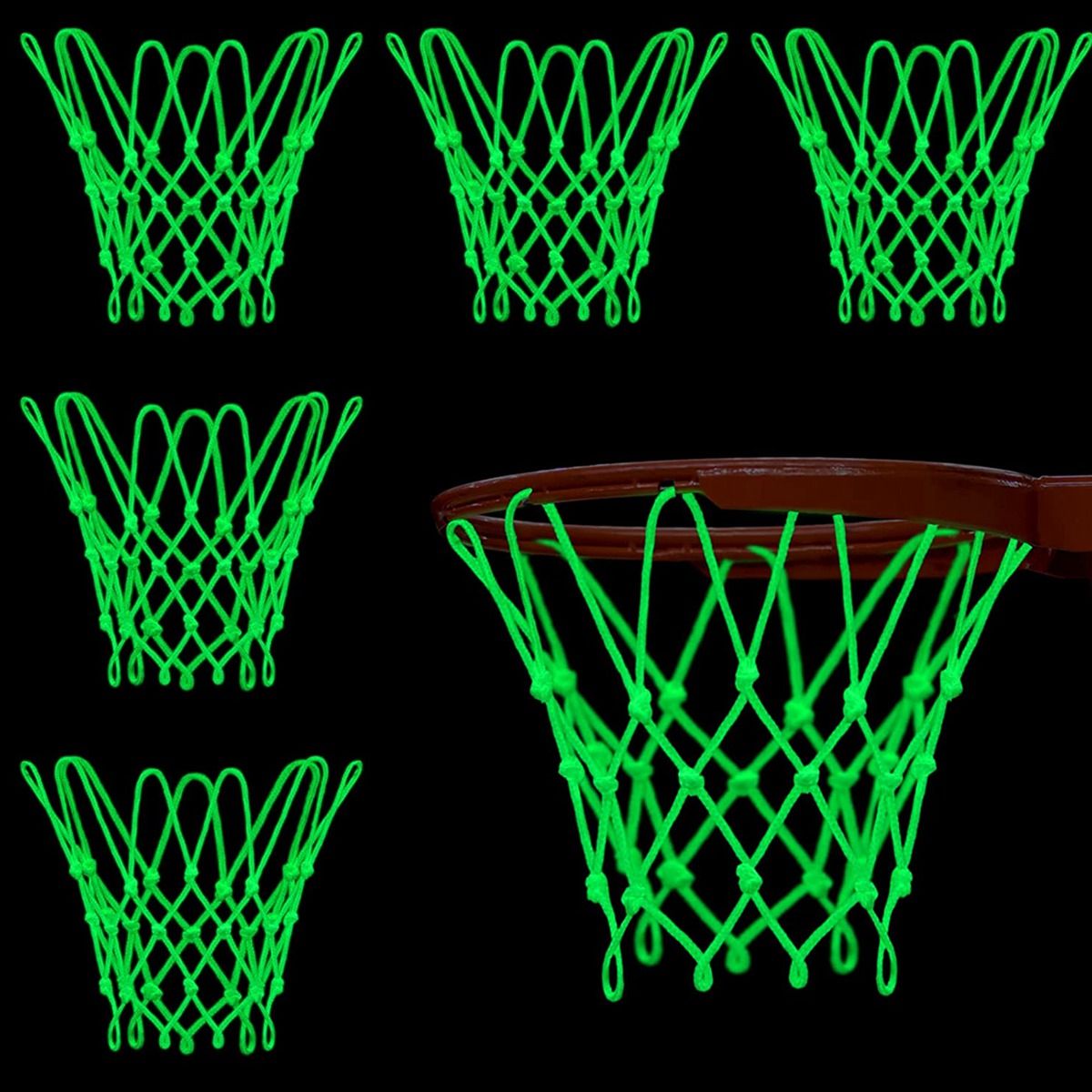 6 Pcs Nightlight Basketball Hoop Net for Kids 12 Inch in