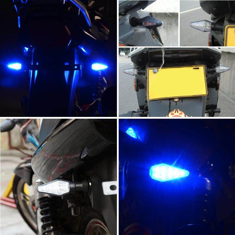 Universal 10LED 2PCS DC12V 1W Motorcycle Turn Signal Light Indicator Amber Blue