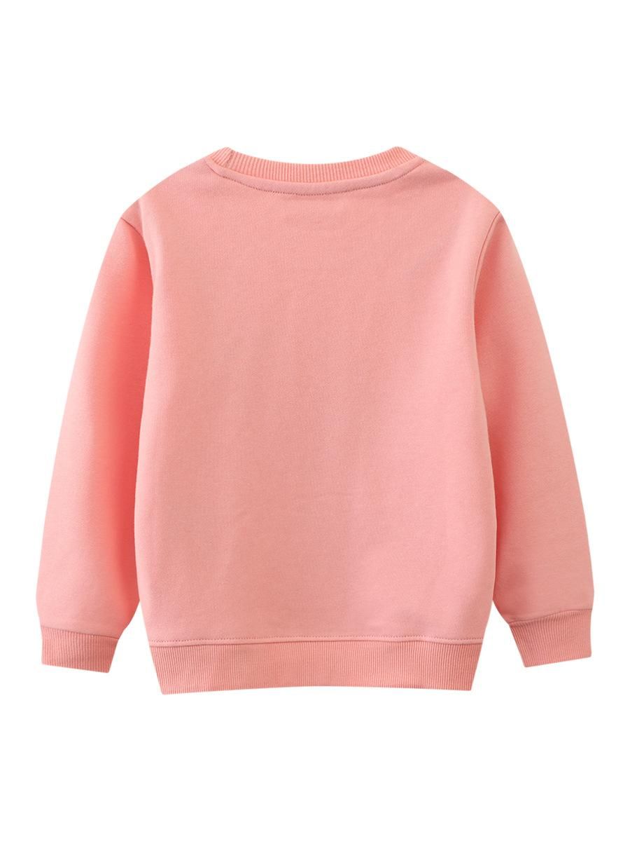 Girls Sweatshirt Round Neck Printed Long Sleeve Sweatshirt Pink