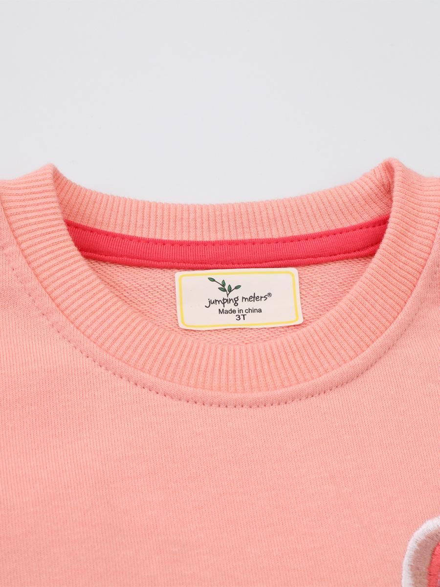 Girls Sweatshirt Round Neck Printed Long Sleeve Sweatshirt Pink
