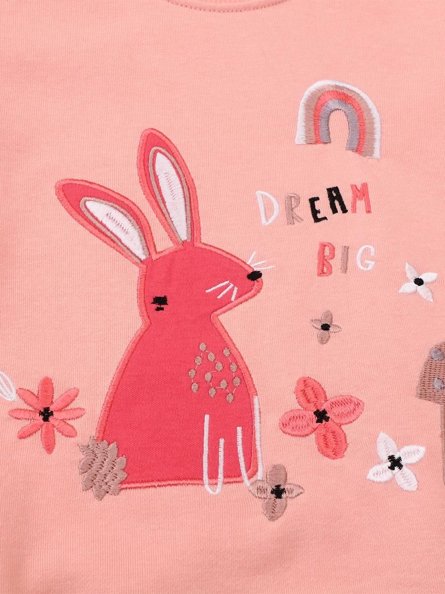 Girls Sweatshirt Round Neck Printed Long Sleeve Sweatshirt Pink