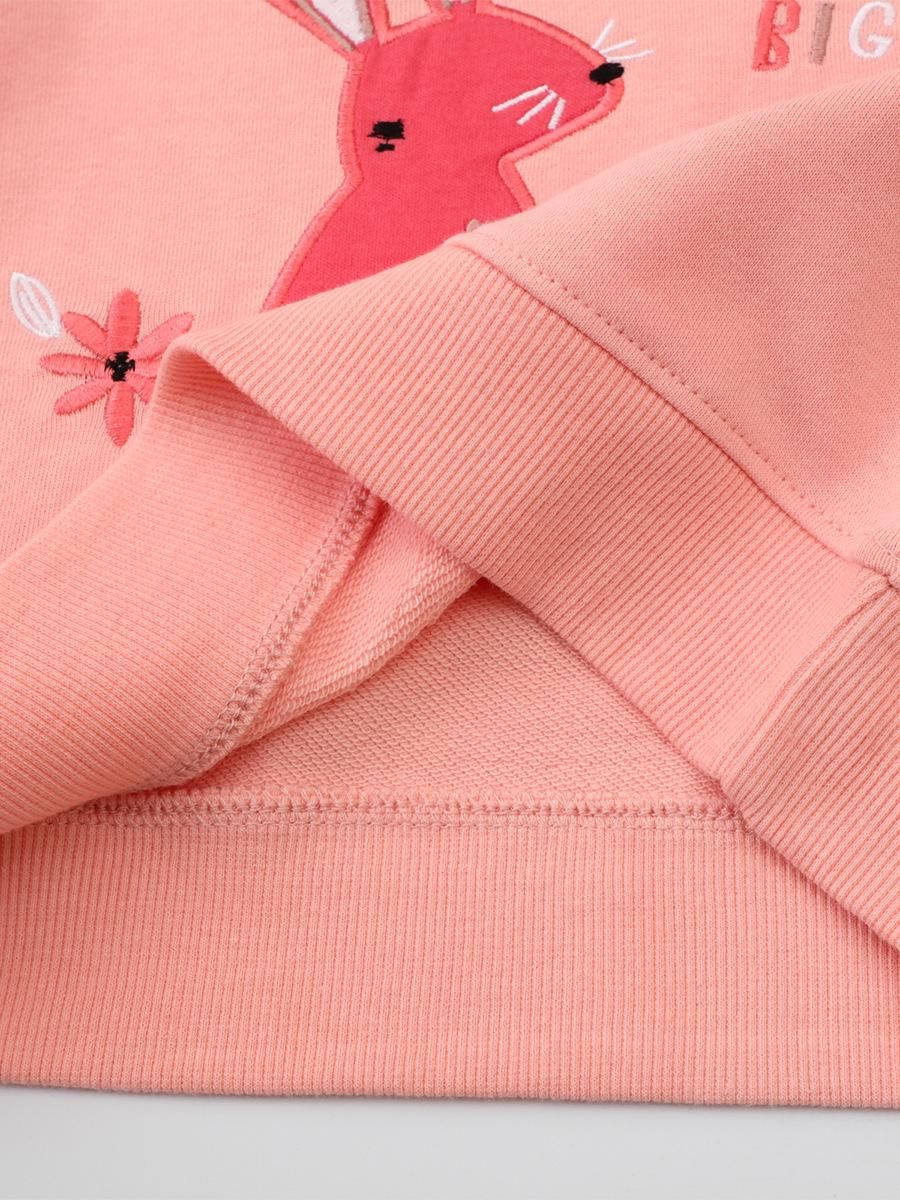 Girls Sweatshirt Round Neck Printed Long Sleeve Sweatshirt Pink