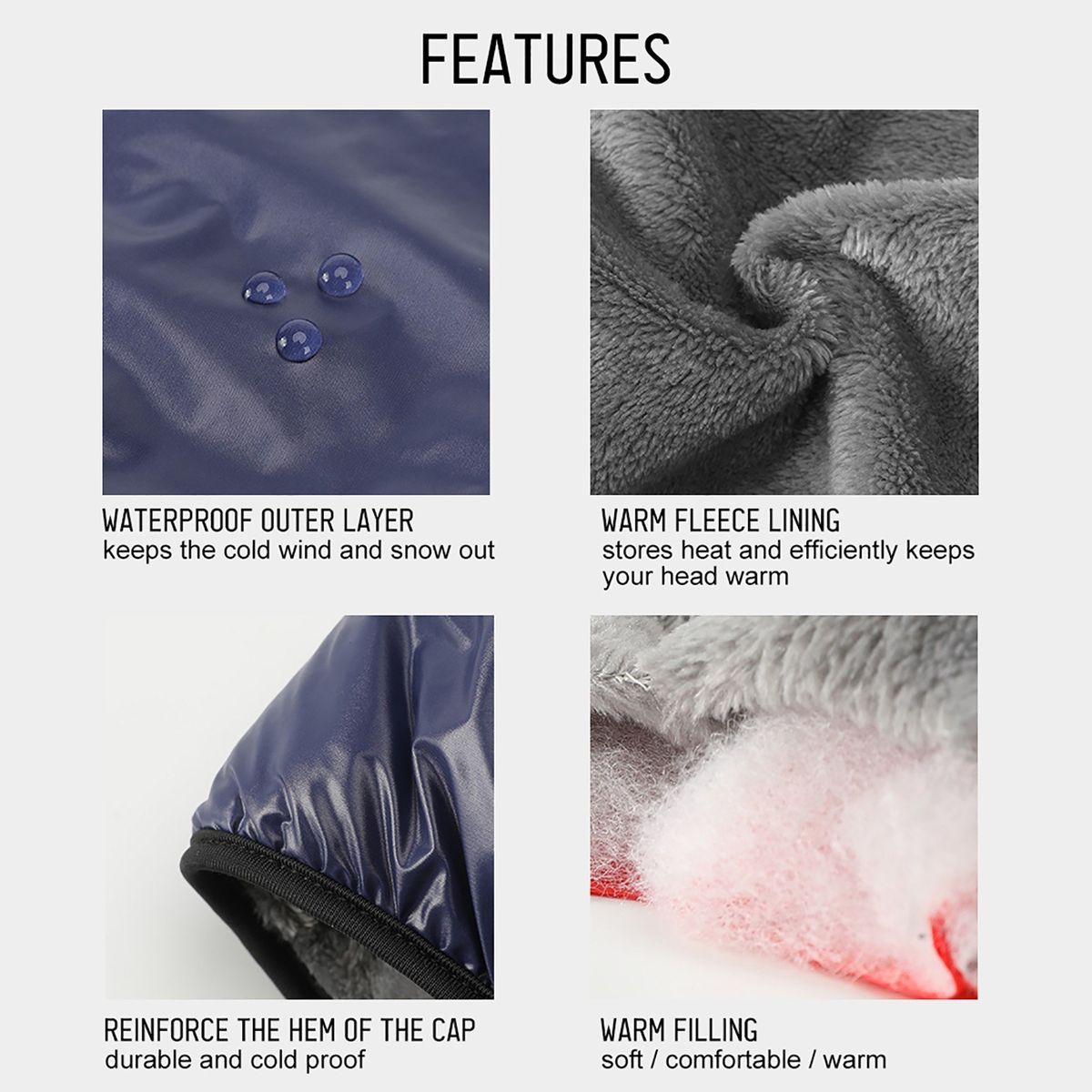 Men Women Outdoor Winter Cap Thick Fleece Warm Waterproof