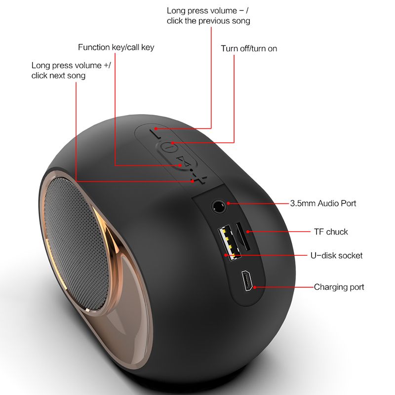 X6 Bluetooth Speaker Subwoofer Wireless TWS Bluetooth 5.0