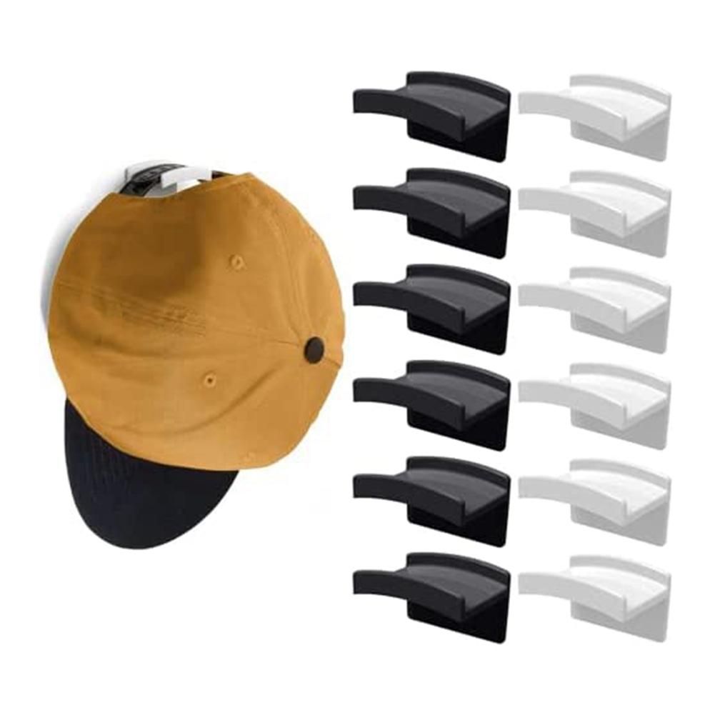 Adhesive Hat Hooks for Wall - Hat Racks for Baseball Caps - Hat Organizer for Baseball Caps No Drilling12-Pack