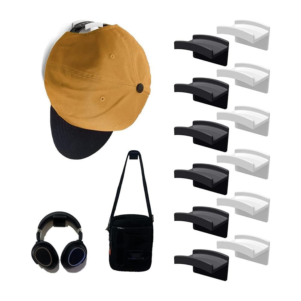 Adhesive Hat Hooks for Wall - Hat Racks for Baseball Caps - Hat Organizer for Baseball Caps No Drilling12-Pack