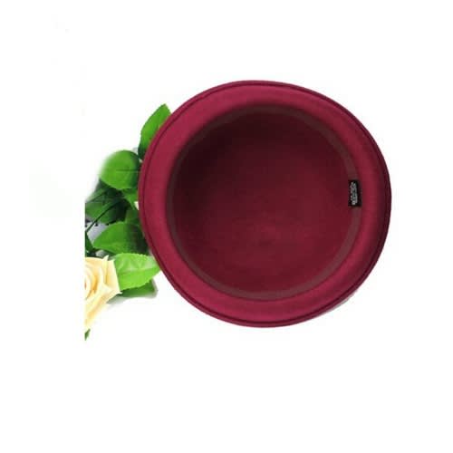 Roll Up Brim Fedora Hat - Wine