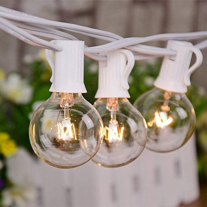 Luces Led Decoracion Terraza Y Jardin String Lights Guirnalda Exterior Mariage Outdoor Bulbs Party Rotin Grida Backyard--Tungsten Lamp White--25pcs 240V