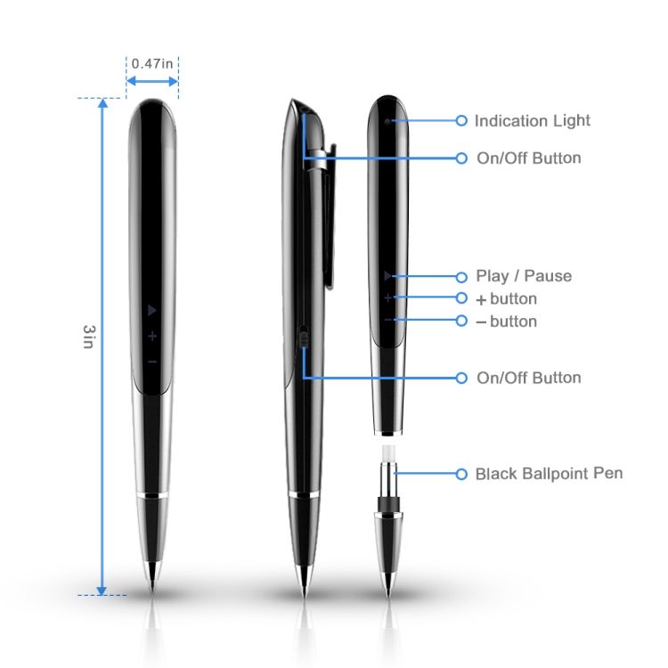 AI Intelligent Noise Reduction Recording Pen, Capacity:8GB
