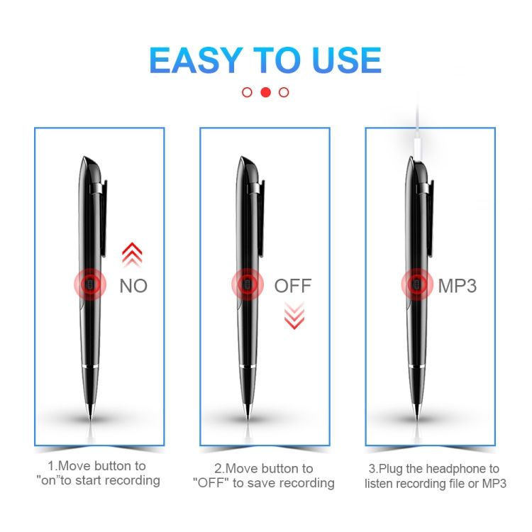 AI Intelligent Noise Reduction Recording Pen, Capacity:8GB