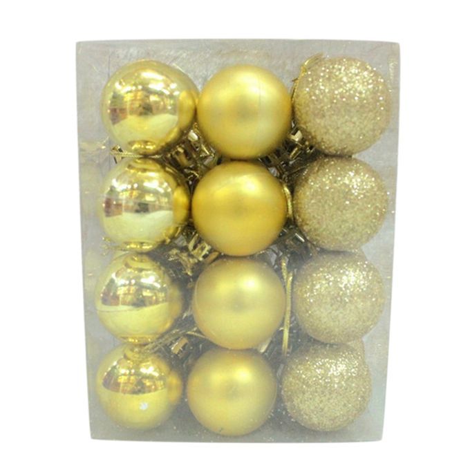 24Pcs 3cm Plastic Christmas Tree Balls Baubles Home-Golden