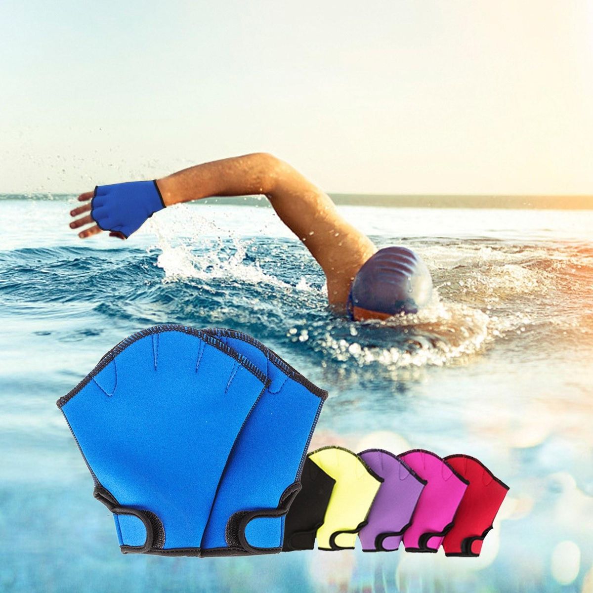 Webbed Swimming Gloves Aquatic Traning Paddles Water Resistance Diving Hand Paddles for Swimming Diving Training