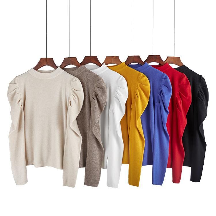 Korea Dongmen 2020 Spring and Autumn New Bubble Sleeve Round Neck Long Sleeve Pullover Versatile