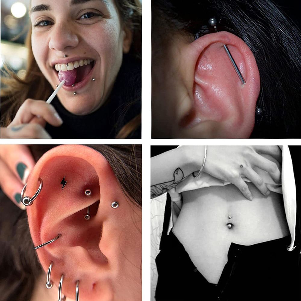 40 Pcs Multi Color Stainless Steel Body Piercing Jewelry Set