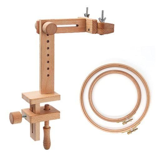Wooden Embroidery Hoop Holder 360 Degree Rotation