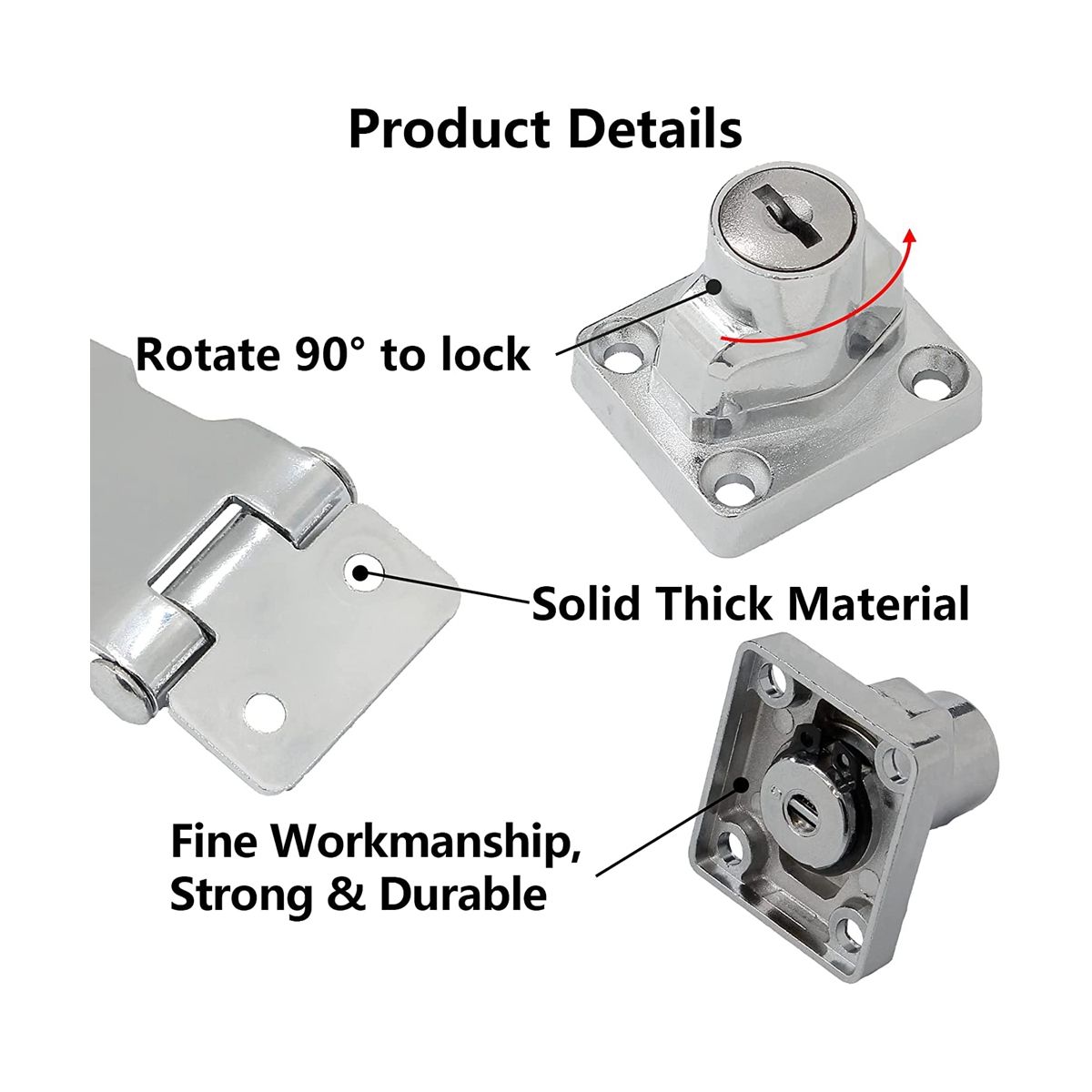 4 Pcs Keyed Hasp Locks 25 Inch Twist Knob Keyed Locking Hasp Metal Safety Hasp Latches Keyed Different