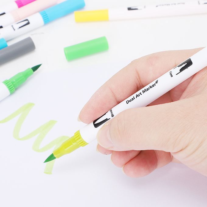 60 Colors Markers Pens Studay School Brush Fineliners Watercolor Art Markers