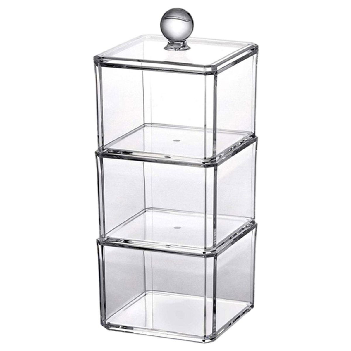 Clear Stackable Cotton Pad Storage Box With Cover Organizer Chic