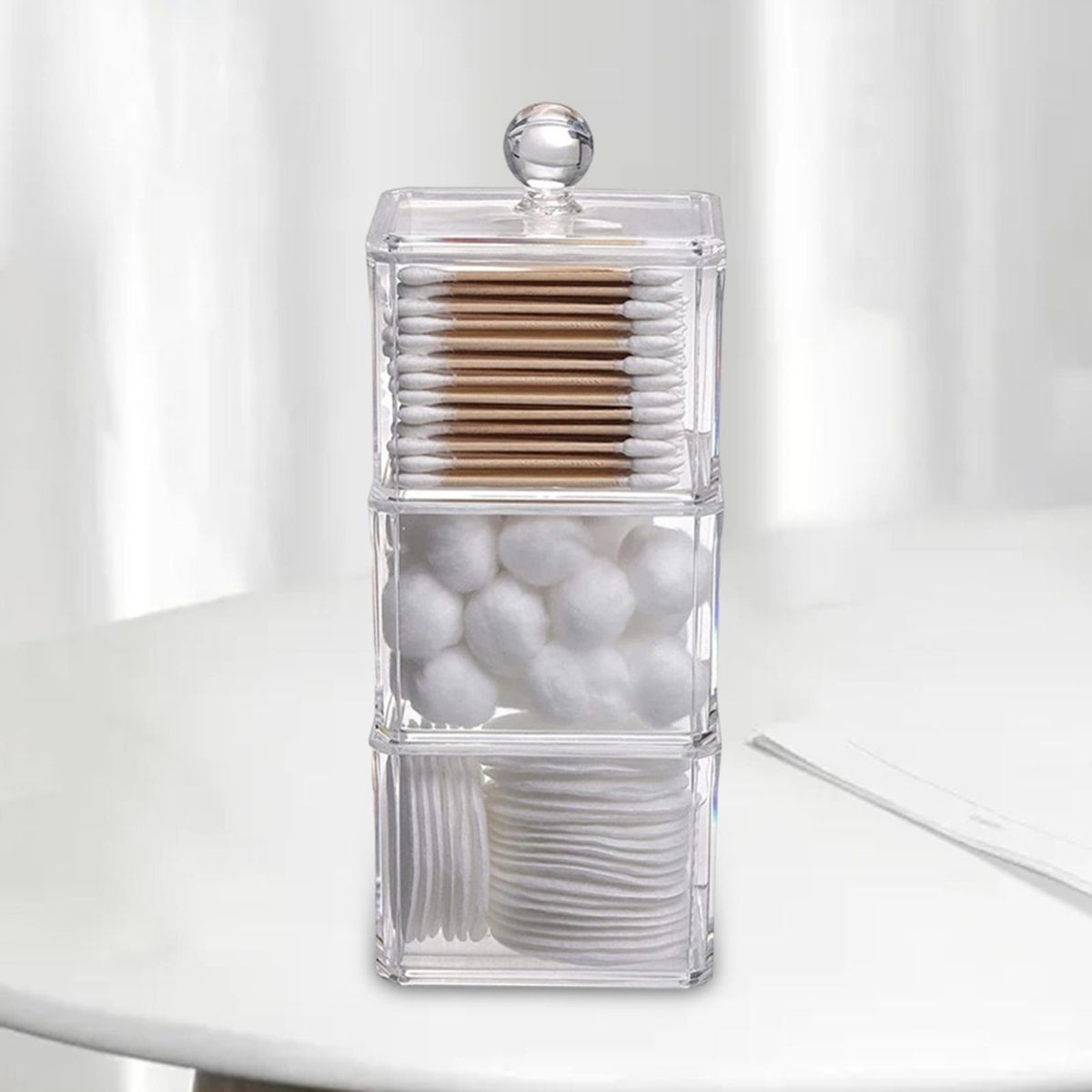 Clear Stackable Cotton Pad Storage Box With Cover Organizer Chic