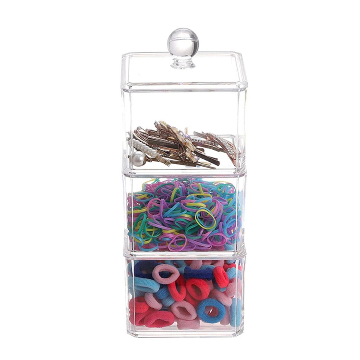 Clear Stackable Cotton Pad Storage Box With Cover Organizer Chic