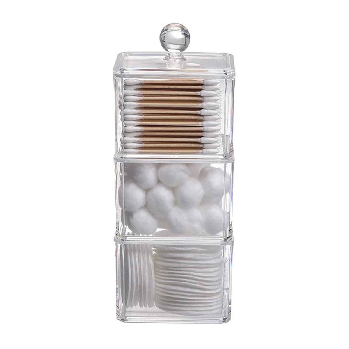 Clear Stackable Cotton Pad Storage Box With Cover Organizer Chic