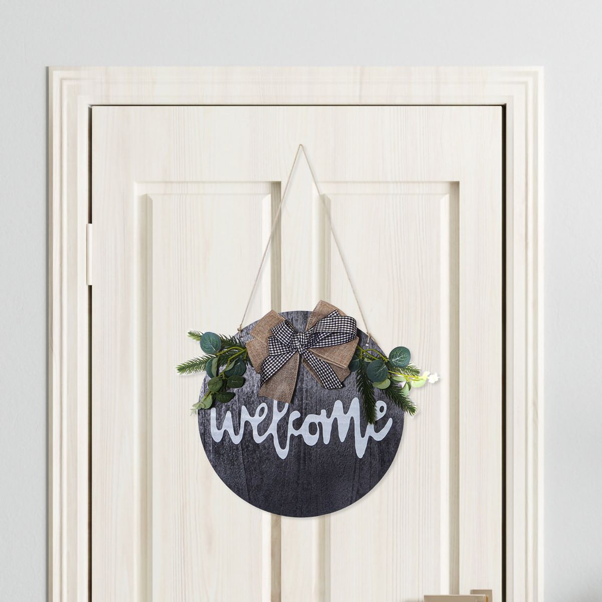 Welcome Sign Welcome Front Door Round Wood Sign Hanging