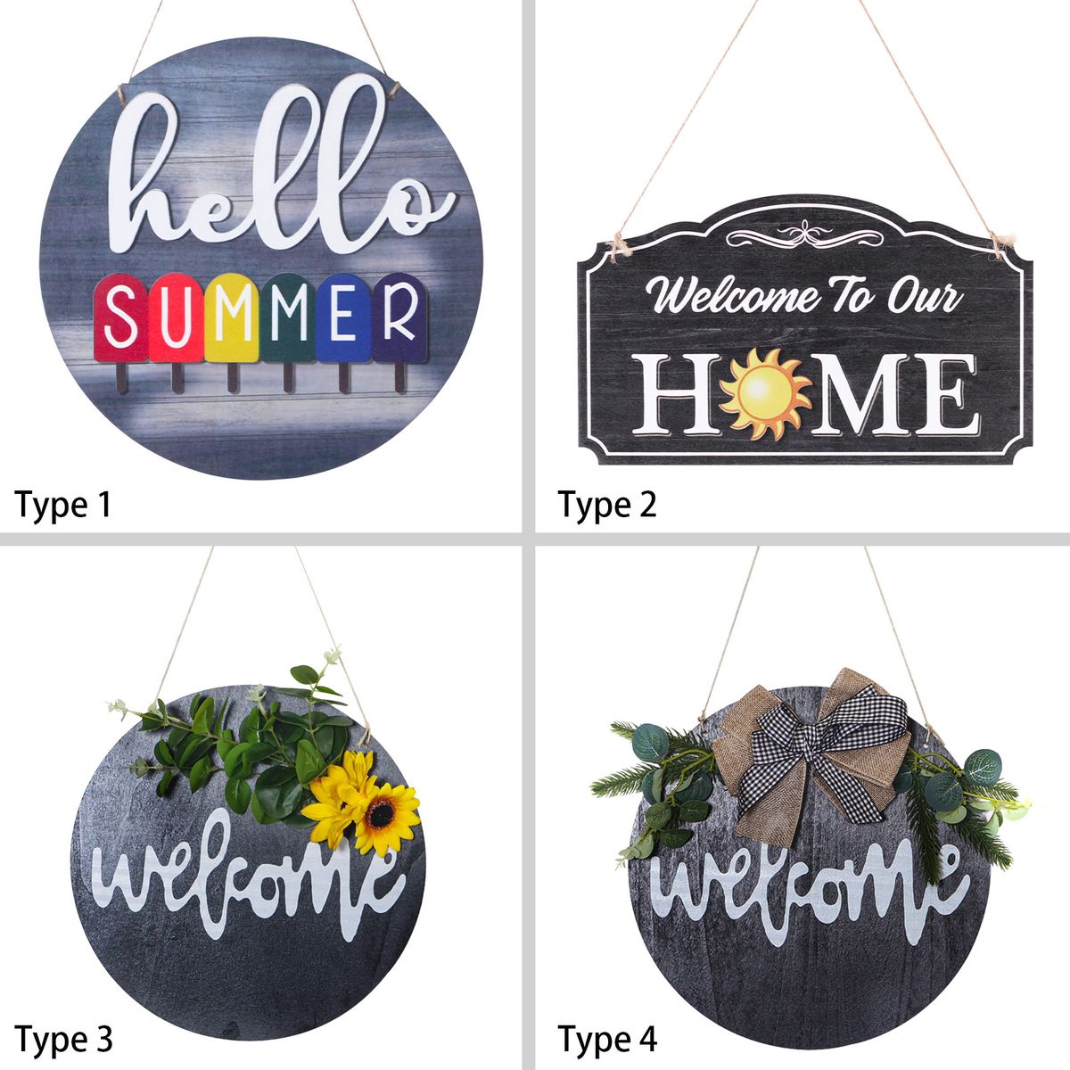 Welcome Sign Welcome Front Door Round Wood Sign Hanging