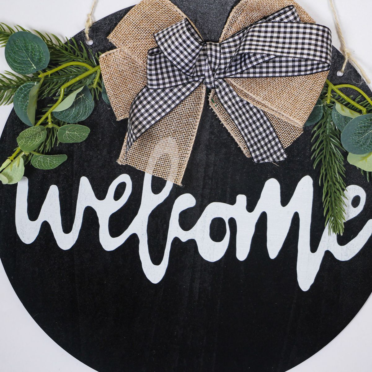 Welcome Sign Welcome Front Door Round Wood Sign Hanging