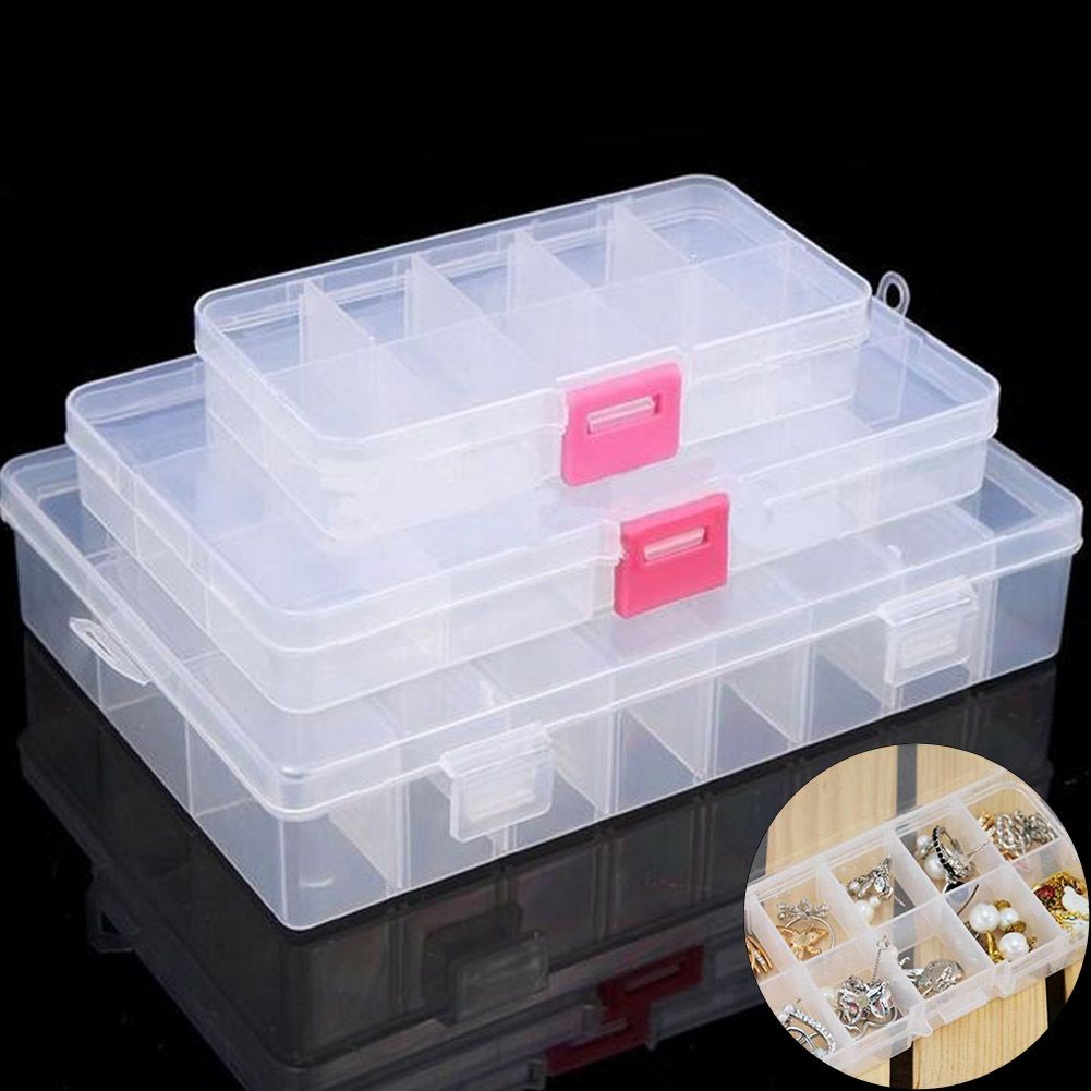 Clear 10/15/24 Grids Jewelry Storage Box Pills Organizer-